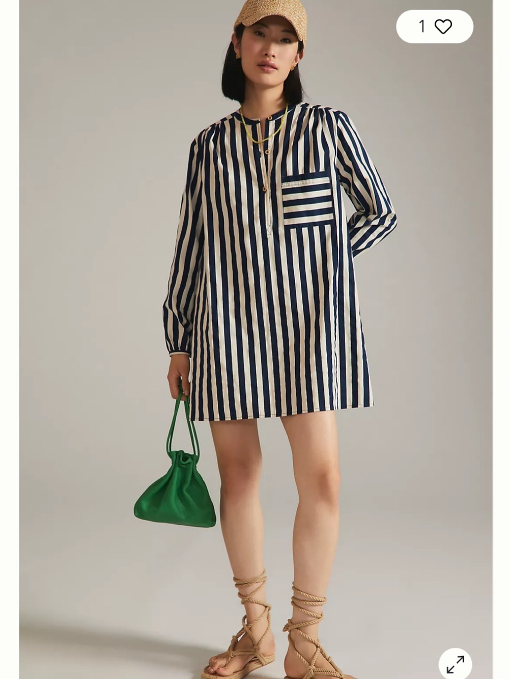 Clare V Navy and White Striped Mini Dress New Small S